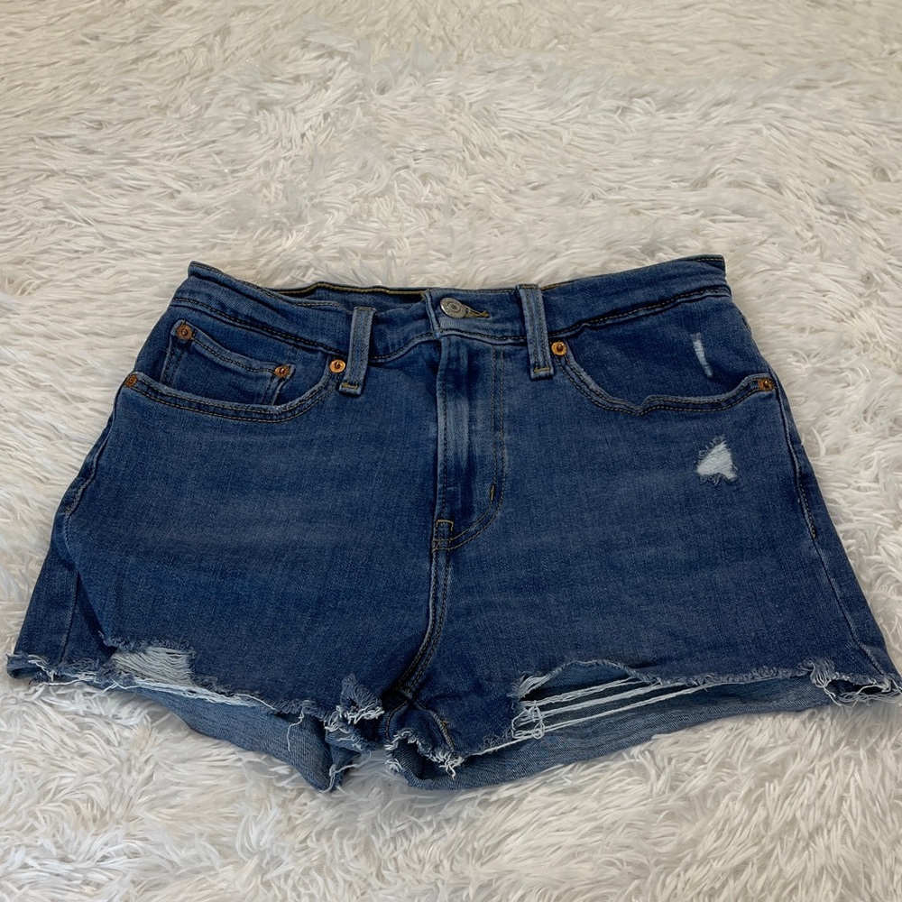 LEVIS HIGH RISE Denim Distressed Women Shorts SIZE 28